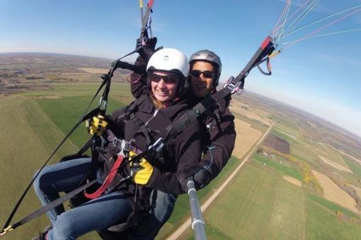 Tandem Paraglider flight over Drayton Valley, Alberta