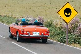 Couple in car on Alien Invasion Toronto scavenger hunt style adventure