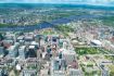 Helicopter flight over Ottawa downtown