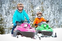 Whistler Family Snowmobile Tour, kids on snowmobiles