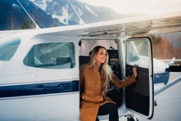 Squamish Flightseeing Tour BC woman and plane