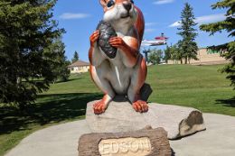 Giant Squirrel on Road Trip Fun Edmonton Jasper