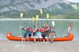 Paddle down the Bow River in a big canoe with guide, Kananaskis