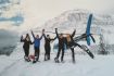 winter adventure helicopter ride over glaciers and snowshoeing