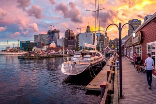 Halifax sightseeing tour at night waterfront