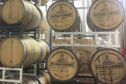 Victoria breweries tour, casks of whisky as distillery