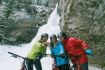 Fat Bike Frozen Waterfall Tour waterfall selfie, Kananaskis, Alberta.