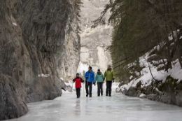 Grotto Canyon Icewalk, walking on frozen creek tour