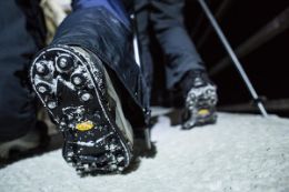 Johnston Canyon Icewalk, cleats on boots