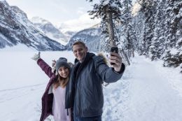 Lake Louise, Banff Alberta tour in winter, couple