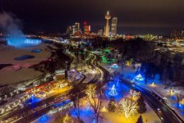 Niagara Helicopter Tour Winter Lights at Night