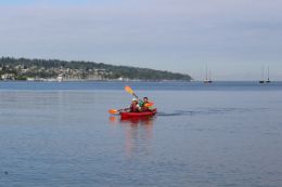  Vancouver Kayak Tour in evening paddling bay