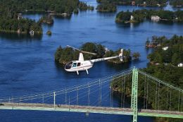 helicopter flight tour over 1000 Islands, bridge Canada USA
