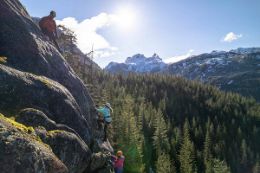 Squamish, BC Via Ferrata climbing experience mountain top view