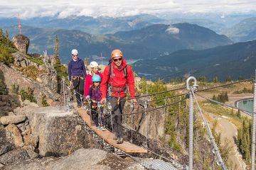 crossing bridge on Whistler Sky Walk, British Columbia crossing bridge on Whistler Sky Walk, British Columbia