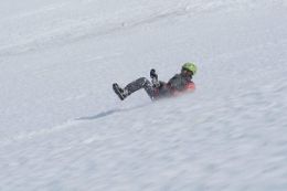sliding down Whistler Glacier - Glissading