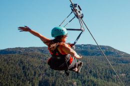 flying above Whistler backcountry - ziplining