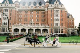 Empress Hotel on Victoria BC tour in Horse Drawn Carriage