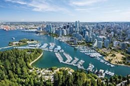 Aerial view of city of Vancouver, British Columbia