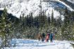 Snowshoeing in Kananaskis at the base of the Rocky Mountains.