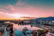 Vancouver BC skyline at sunset