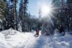 Snowshoeing in Kananaskis at the base of the Rocky Mountains.