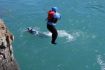 Cliff jumping horseshoe canyon whitewater rafting Banff