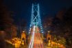 Lion's Gate Bridge illuminated at night Vancouver