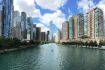 Downtown Chicago view from river cruise